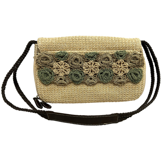 Brown Crotchet And Leather Purse