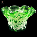 GREEN AND WHITE CRUMPED BOWL