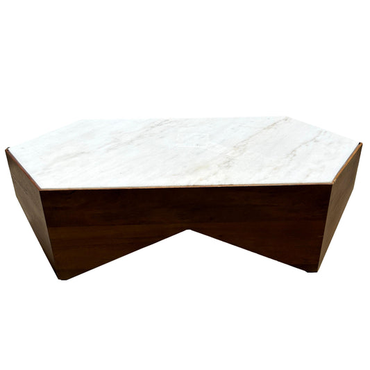 Wood Marble Top Coffee Table