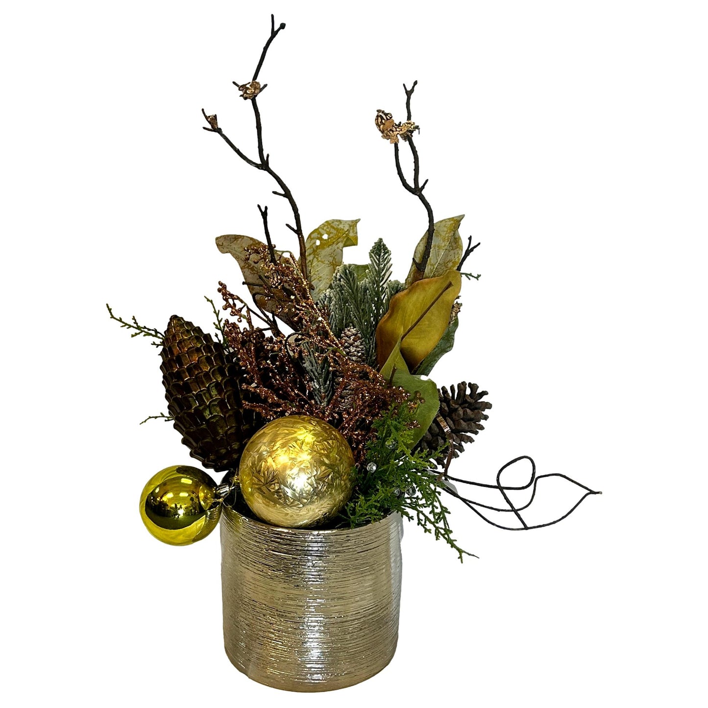 Gold & Green Arrangement in Ceramic Vase