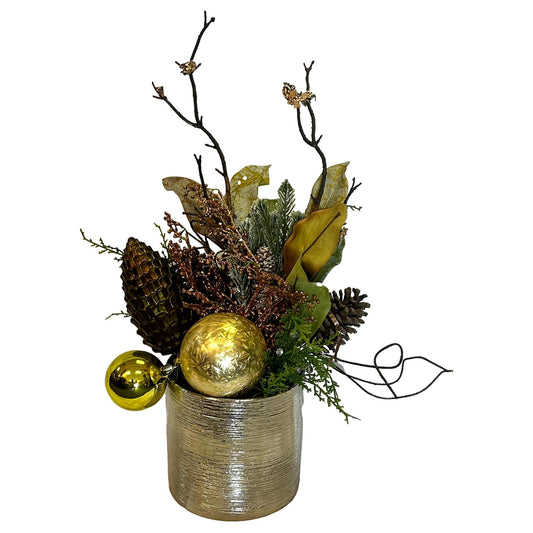 Gold & Green Arrangement in Ceramic Vase