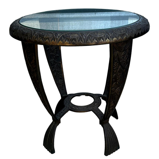 Glass Top Iron Side Table