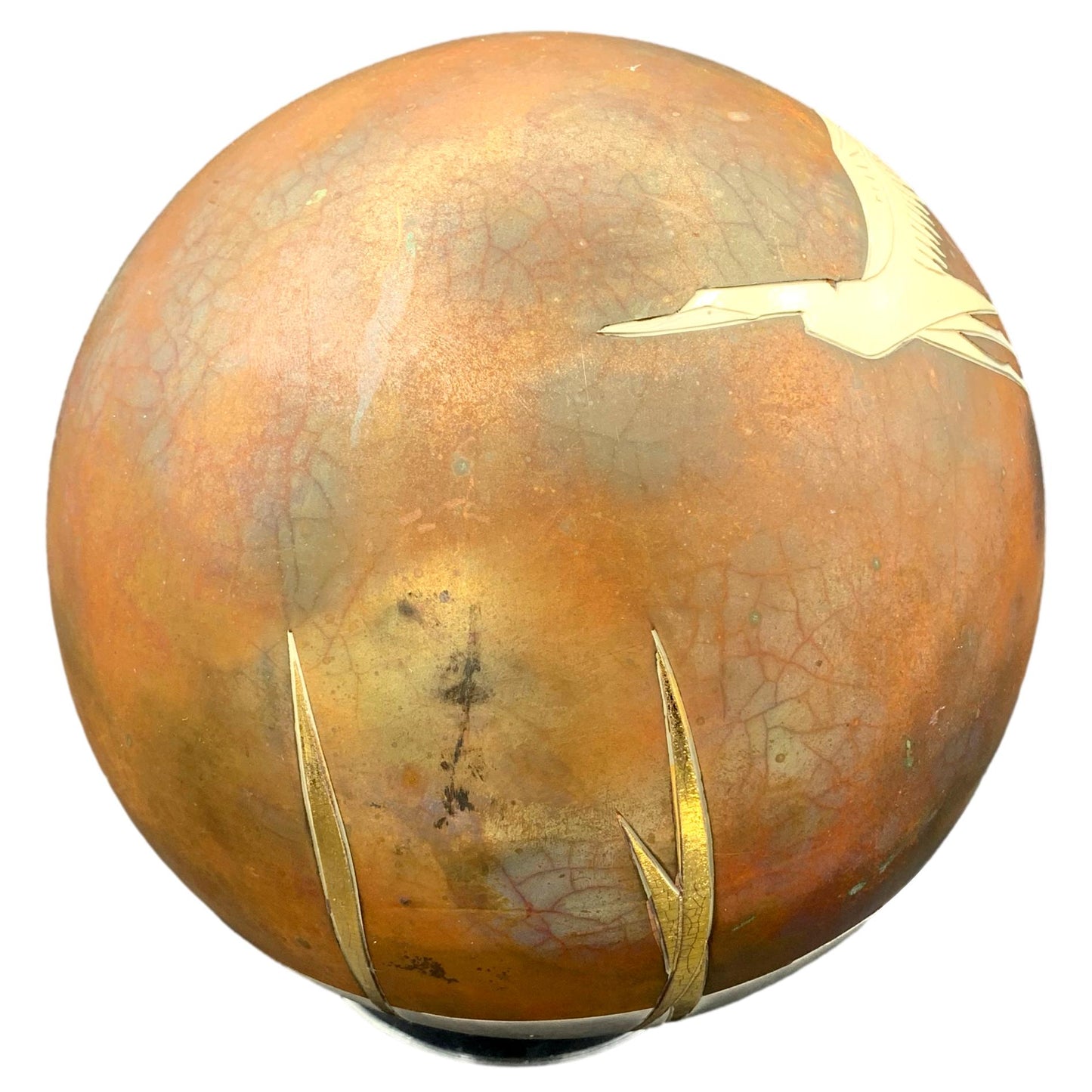 Copper Egret Pottery Globe