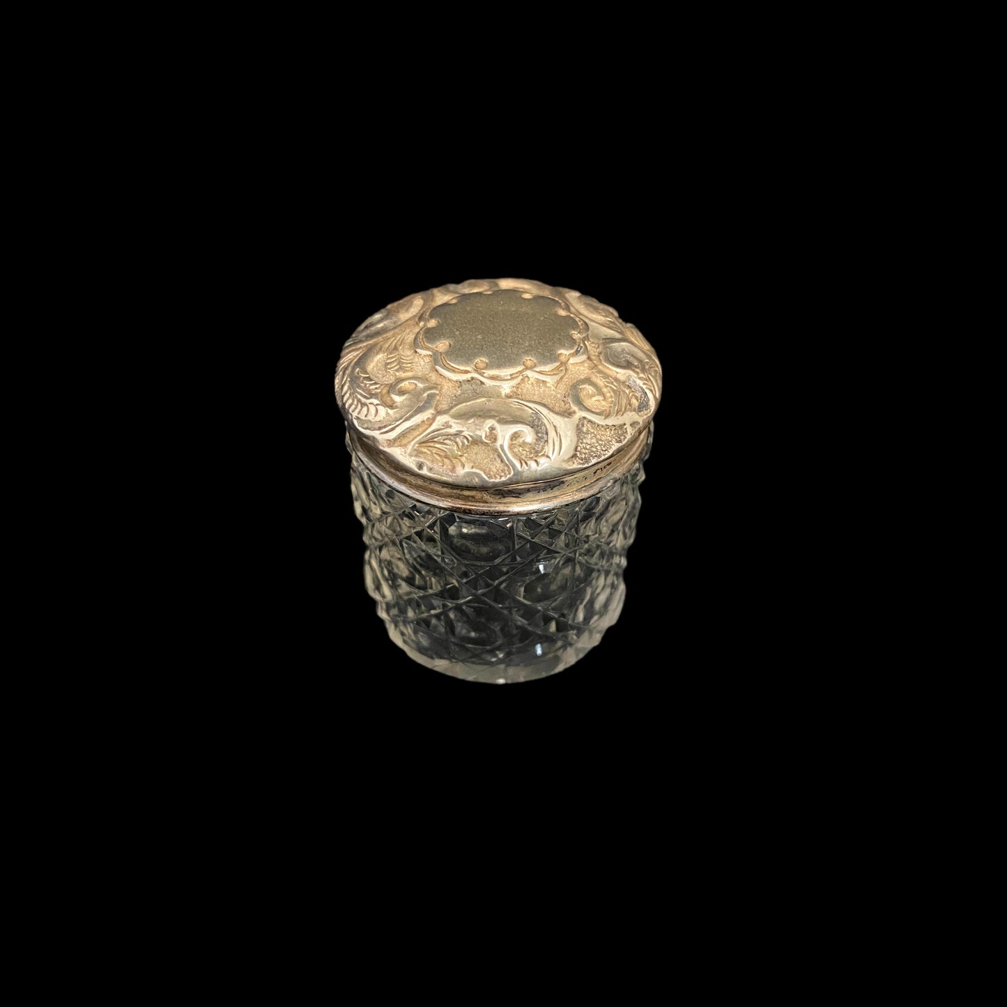 Daisy & Button Cut Silver Topped Vanity Jar