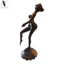 HAND-CARVED WOOD FEMALE SCULPTURE