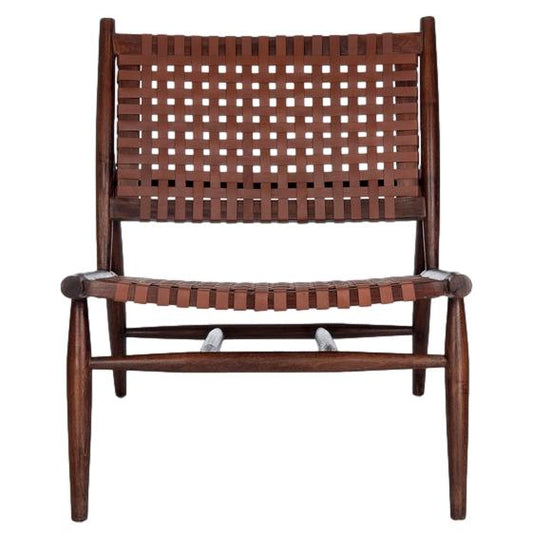 Soleil Leather Woven Accent Chair