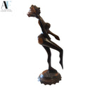 HAND-CARVED WOOD FEMALE SCULPTURE