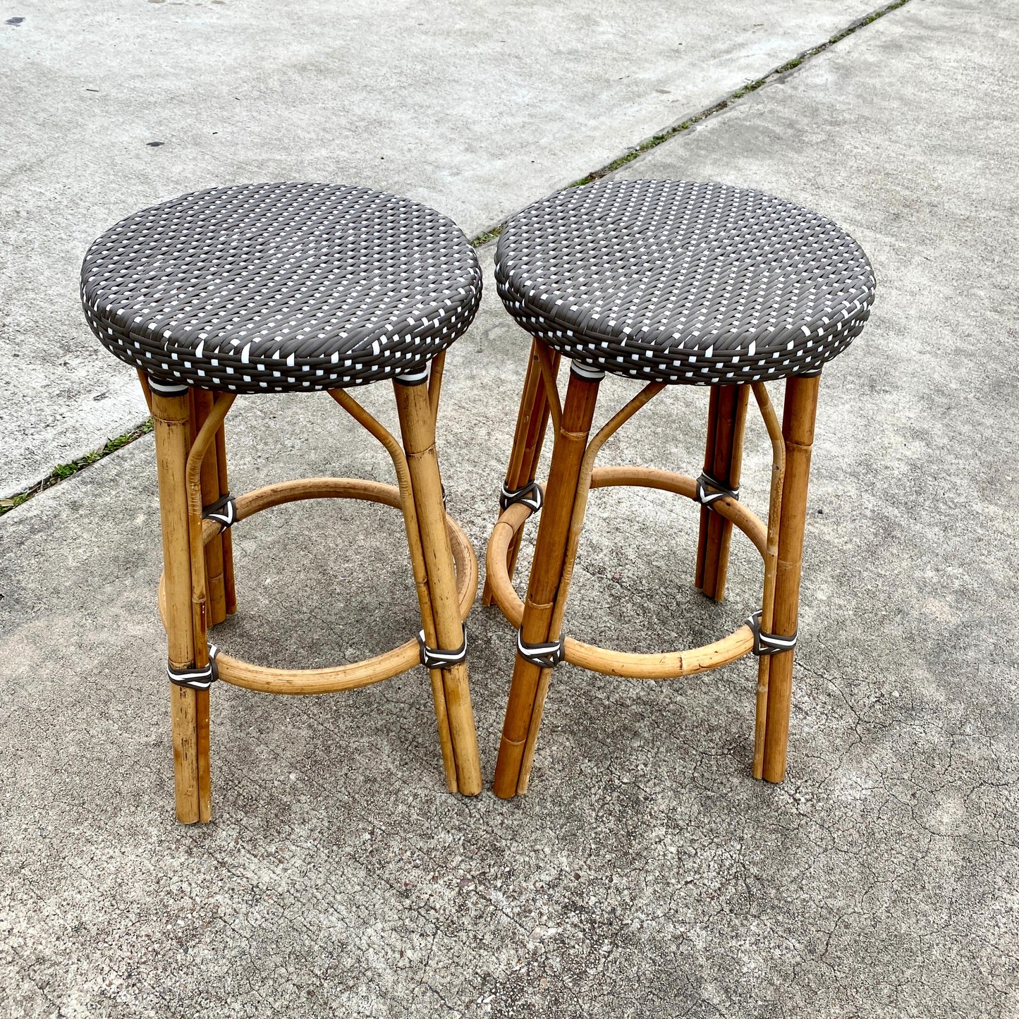 Pair of Woven Counter Stools