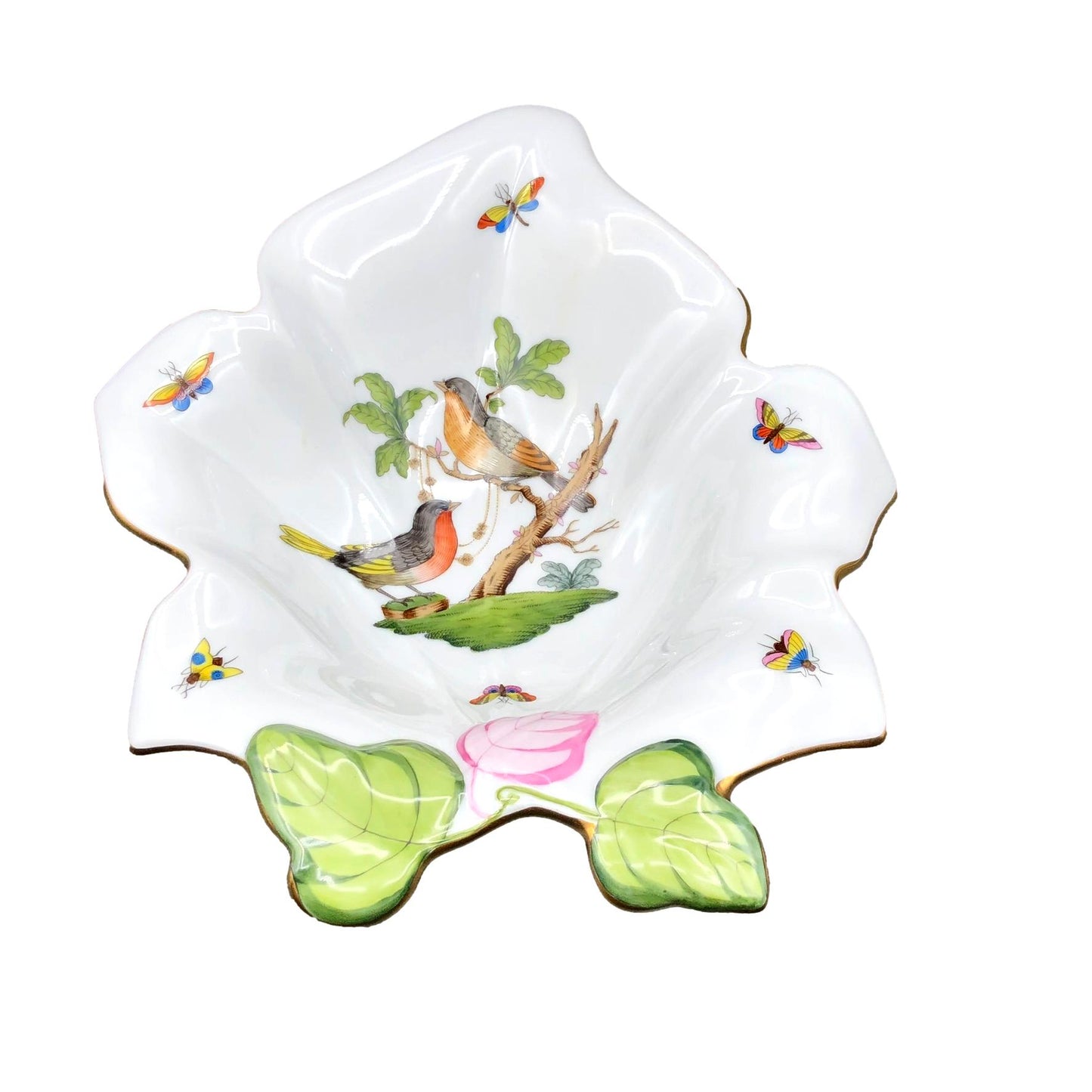 Herend Rothschild Bird Leaf Dish