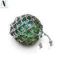 GLASS FISHING FLOAT WITH KNOTTED ROPE NETTING