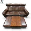 LEATHER RECLINING SOFA AND OTTOMAN