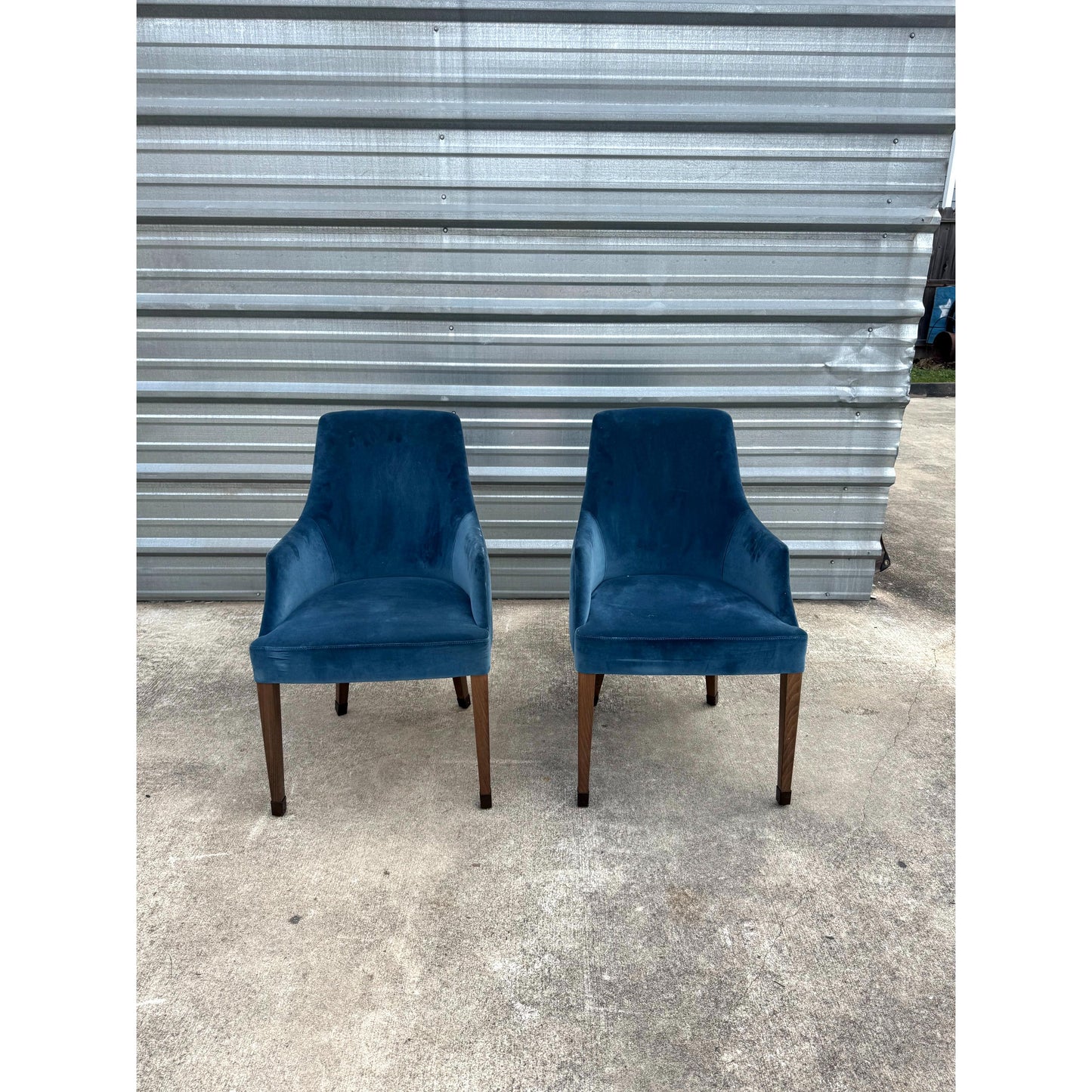 Pair of Blue Velvet Side Chairs