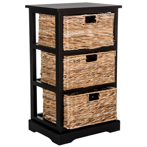 Halle 3 Wicker Basket Storage Side Table