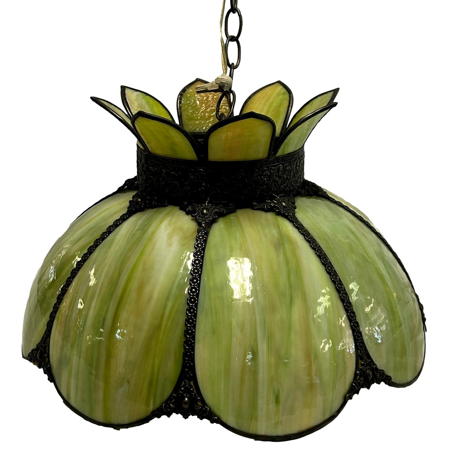 Tiffany Style Green Stained Glass Chandelier