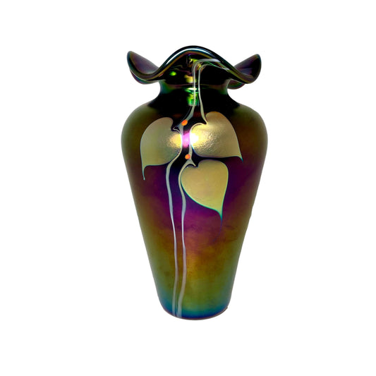 Abelman Art Glass Iridescent Vase