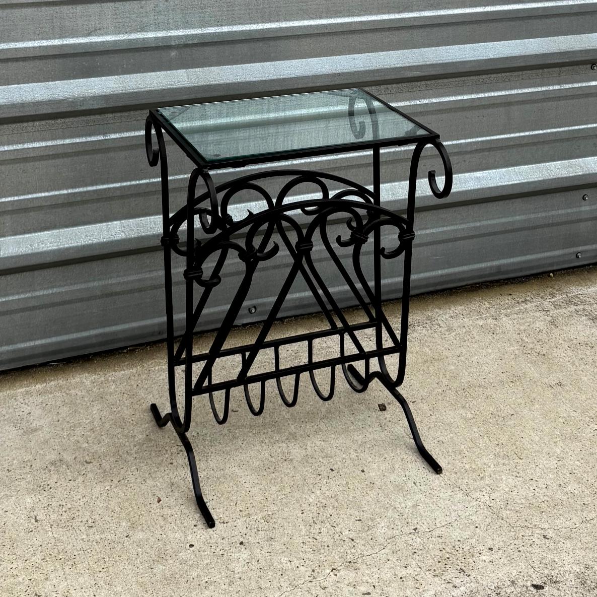 Wrot Iron Glass End Table