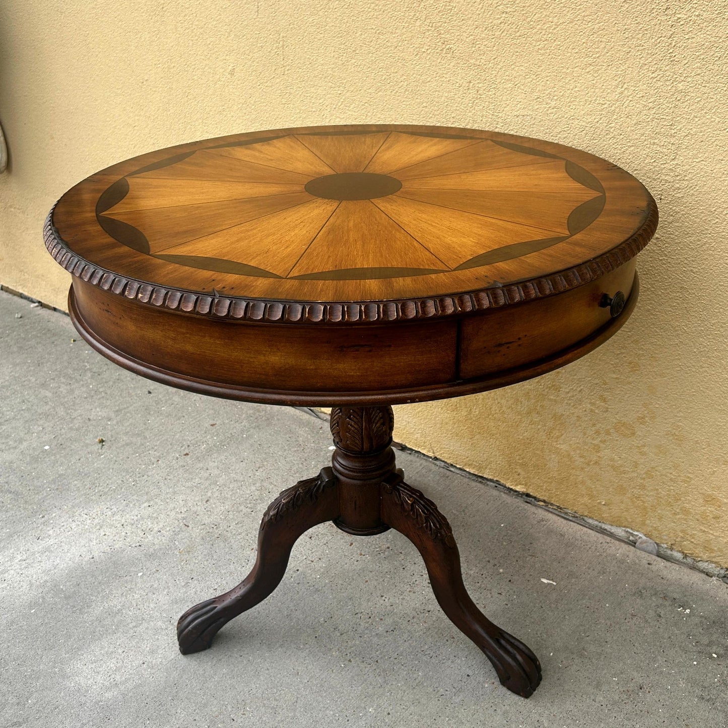 Vintage Inlaid Wood Parlor Table