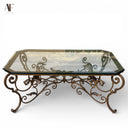 GLASS TOP COFFEE TABLE IRON BASE