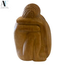 HAND-CARVED WOOD EMBRACING COUPLE SCULPTURE