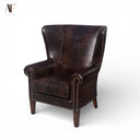 EMBOSSED LEATHER WINGBACK CHAIRS (PAIR)