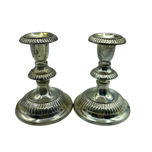 Pair of Silvertone Candleholders