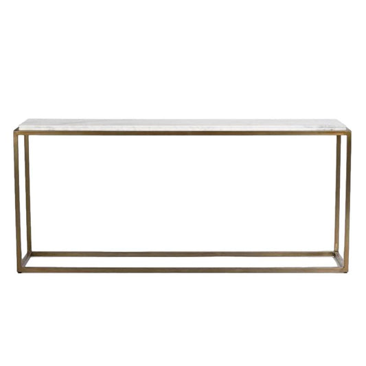 Beckett 72" Console Table in Cloud Marble and Antique Brass