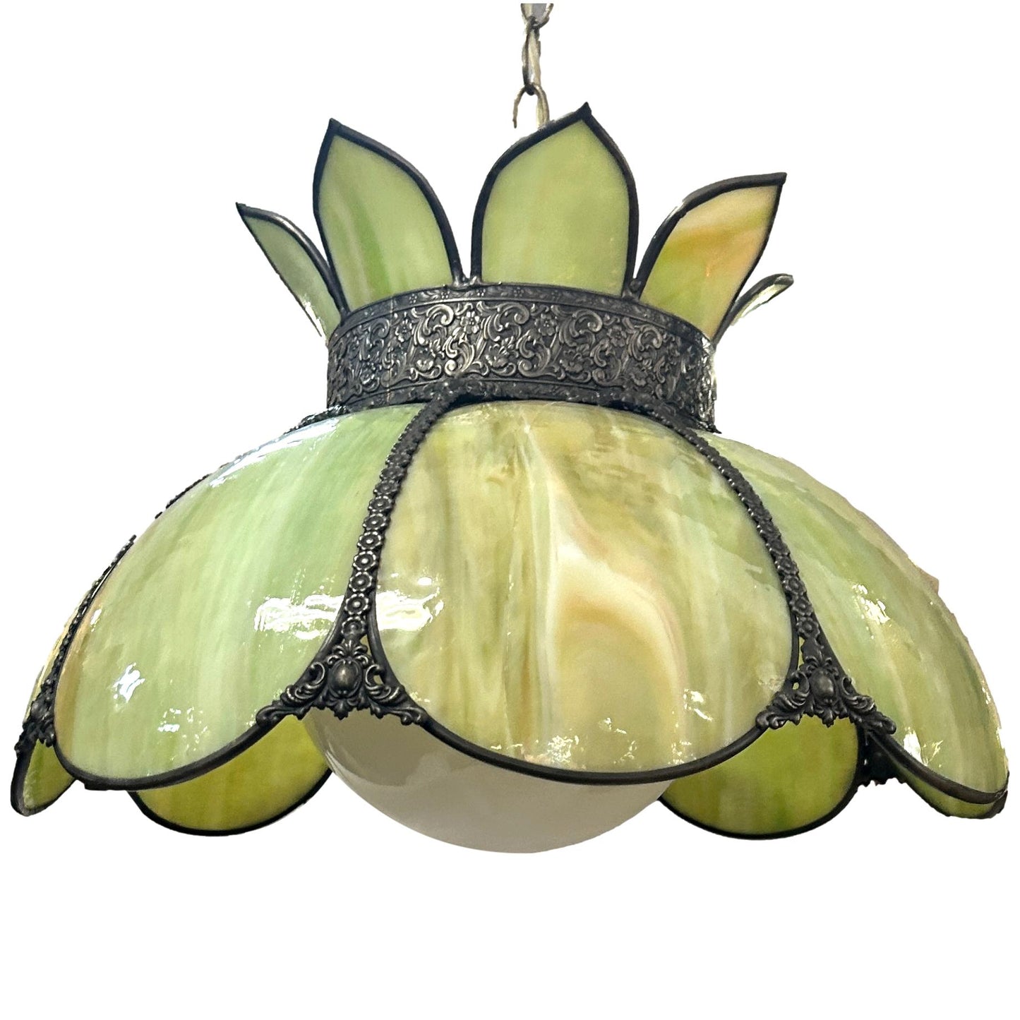 Tiffany Style Green Stained Glass Chandelier