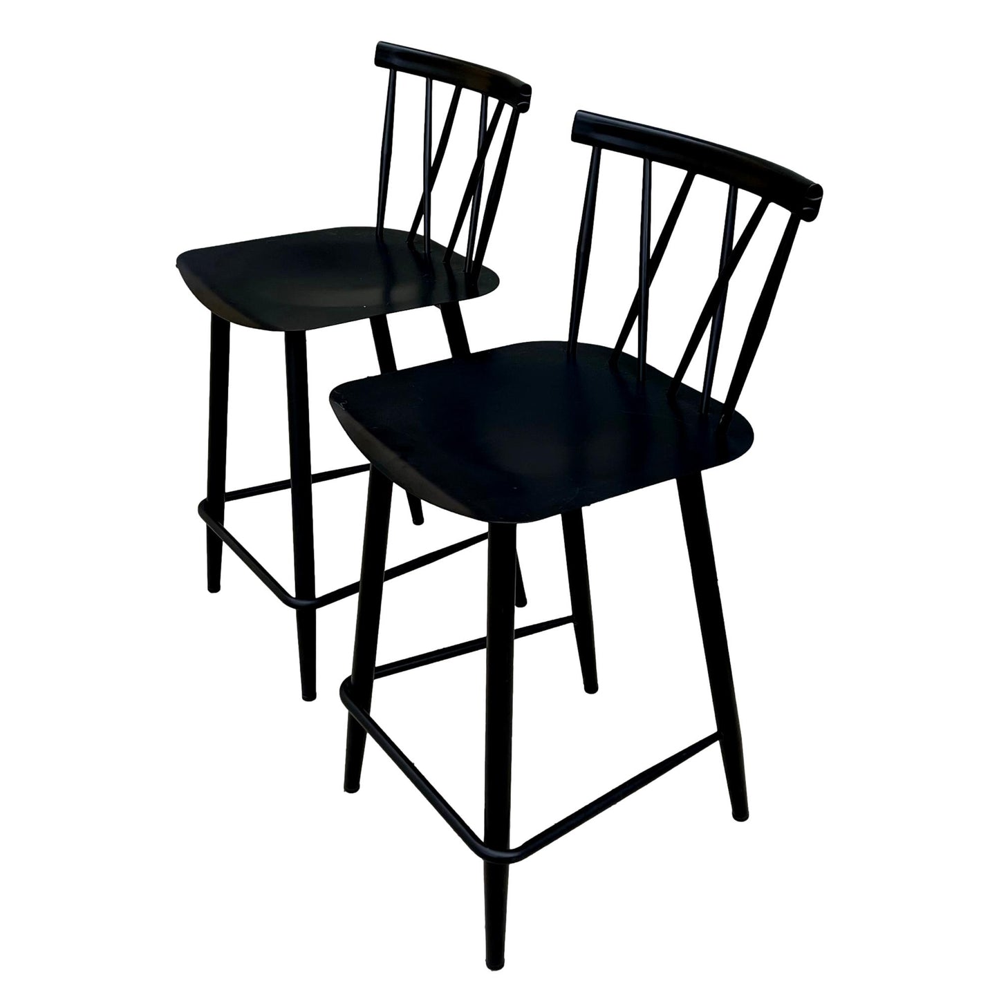 Pair of Black Aluminum Counter Stools