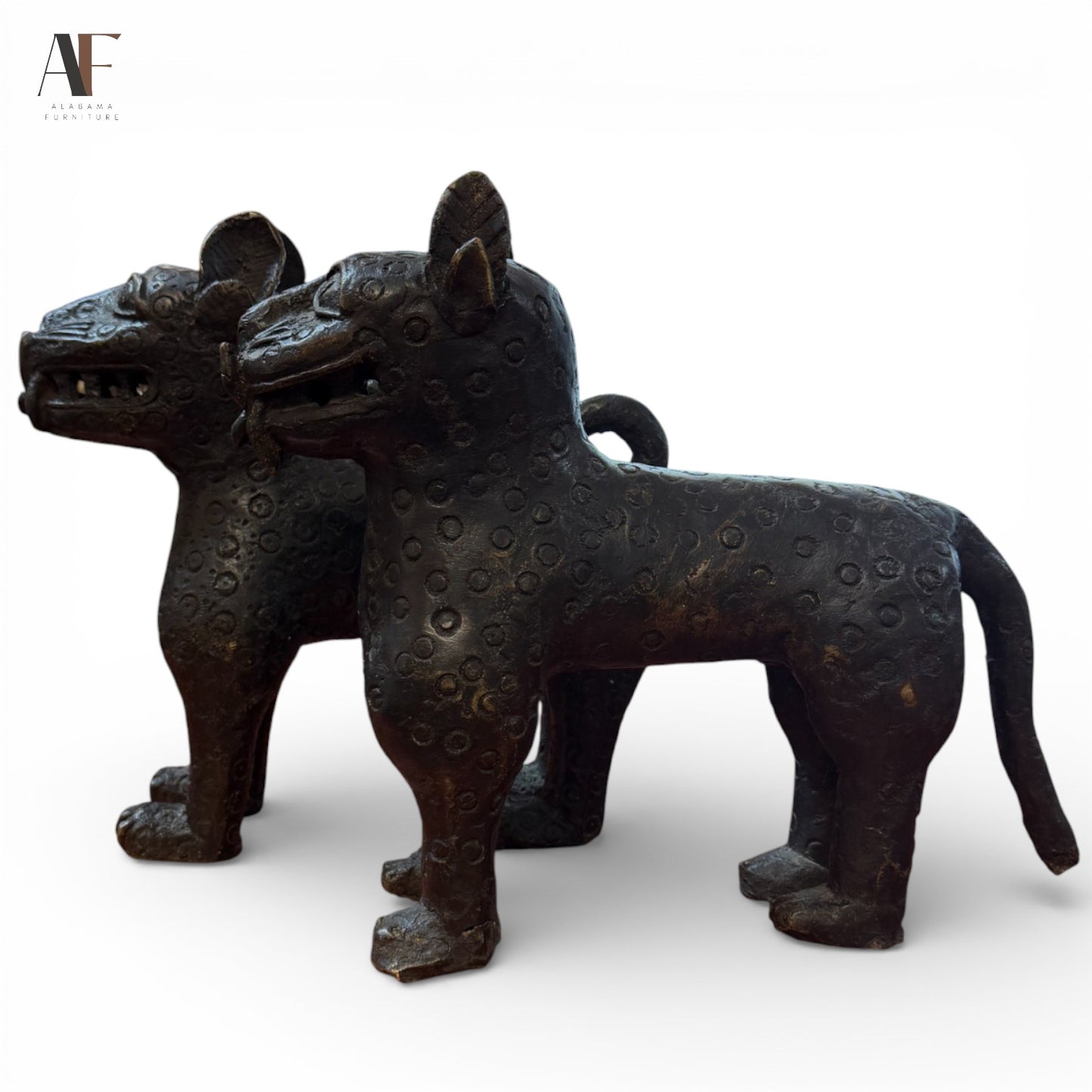BRONZE DOGS SCULPTURES (PAIR)