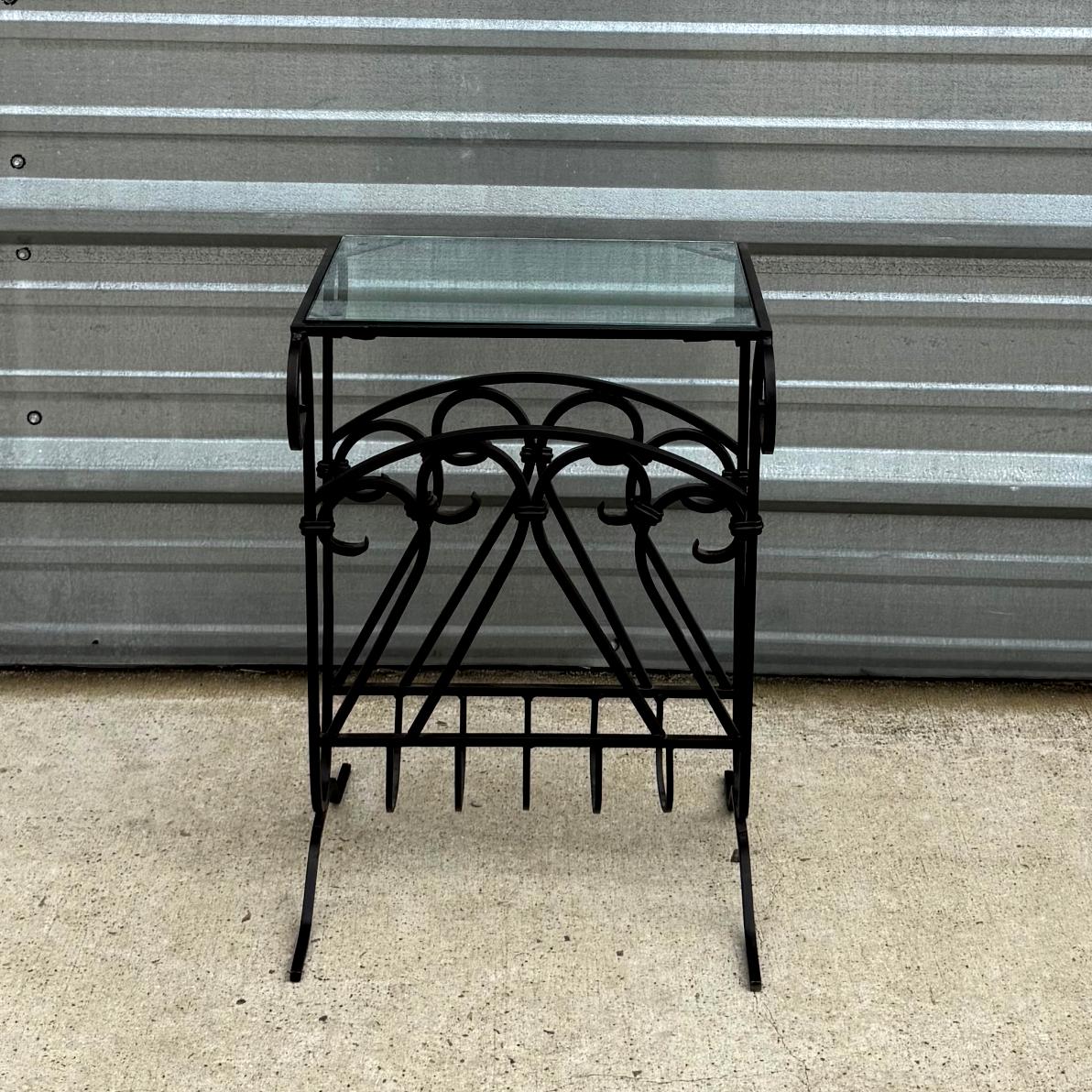 Wrot Iron Glass End Table