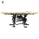 MARBLE SERVING RISER METAL LEAF BASE