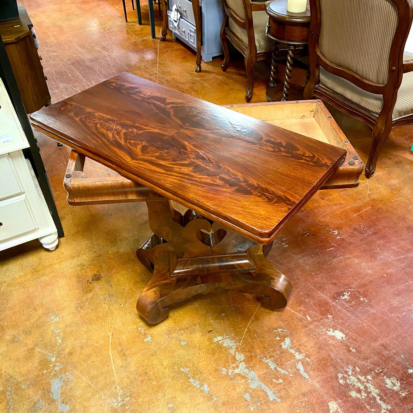 Empire Crotch Mahogany Flip Top Game Table