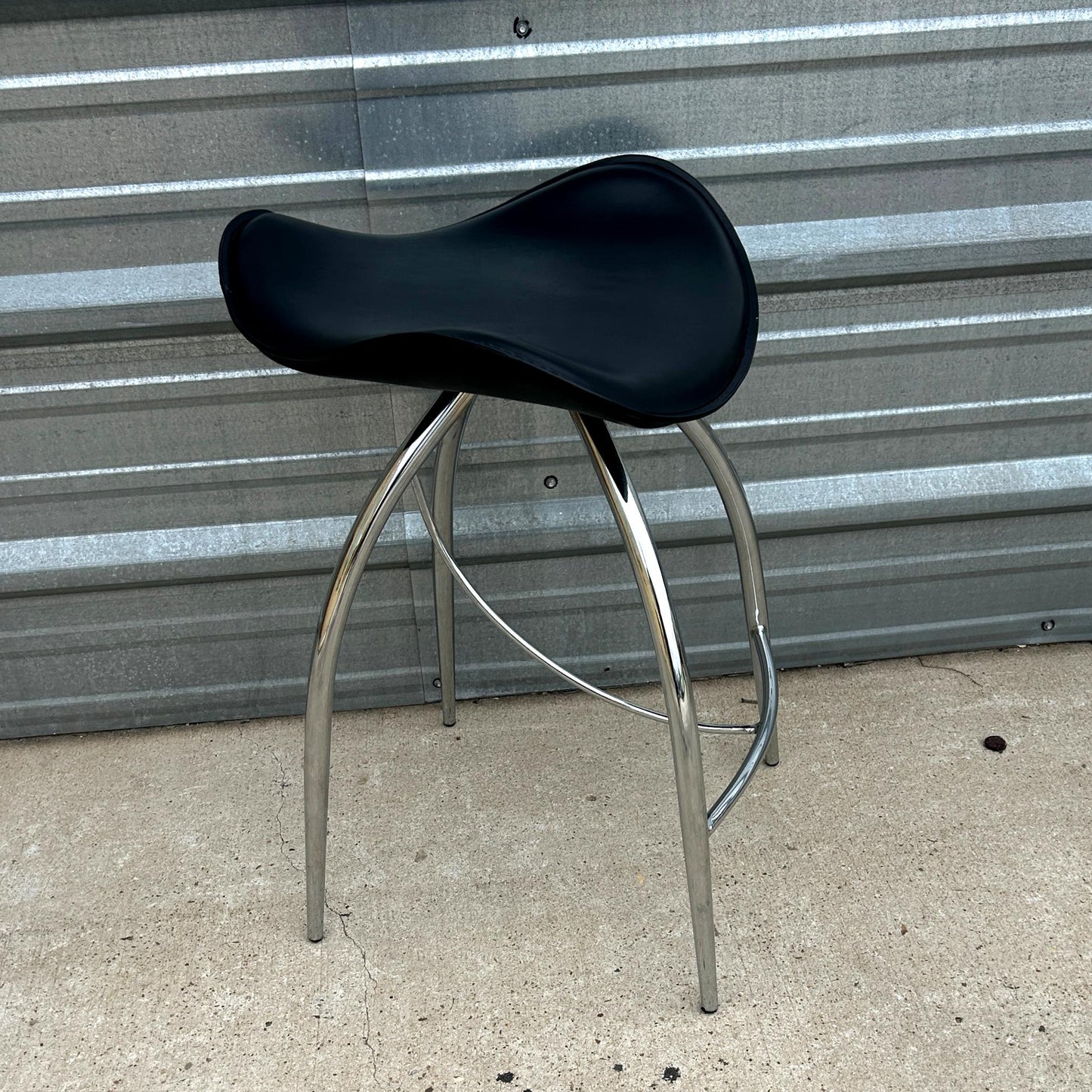 Pair of Leather and Chrome Stools