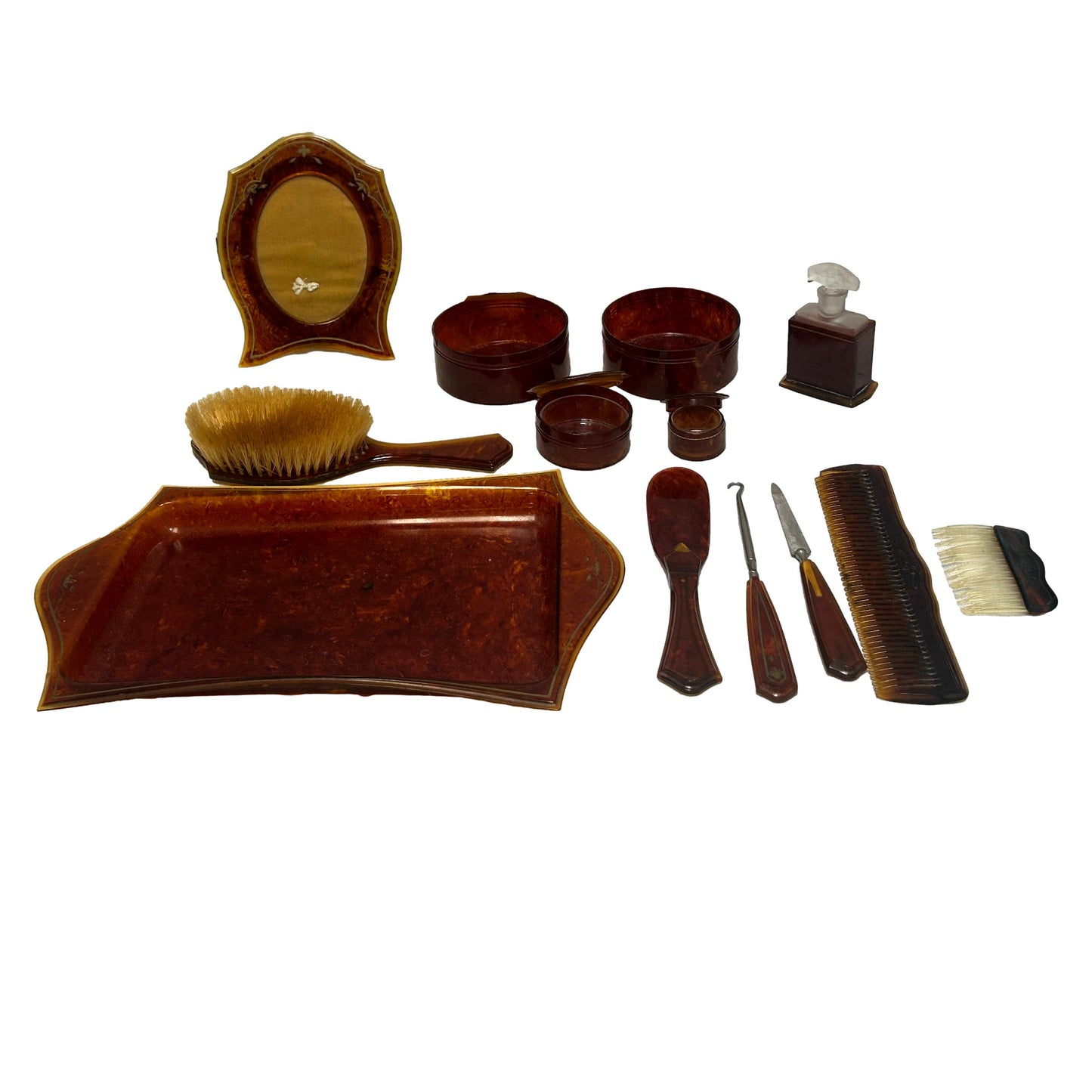 Victorian Celluloid 13 Piece Vanity Set