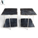 GLOBAL VIEW MARBLE TOP SIDE TABLES (PAIR)