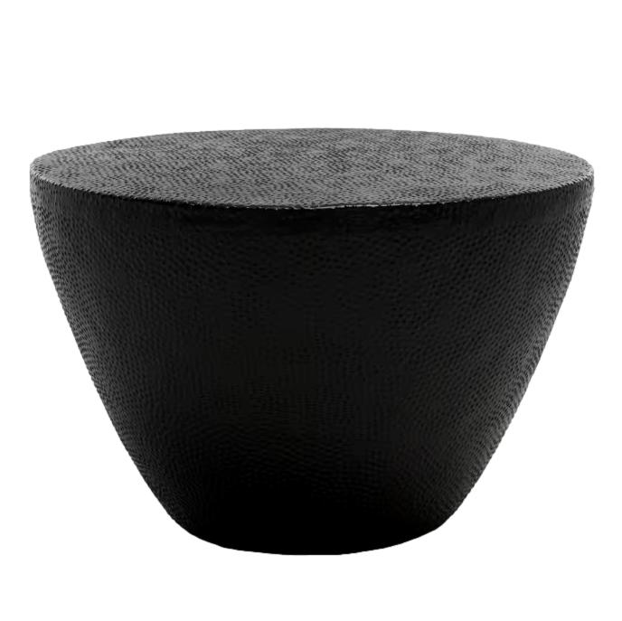 Myrtis Matte Black Round Metal Coffee Table