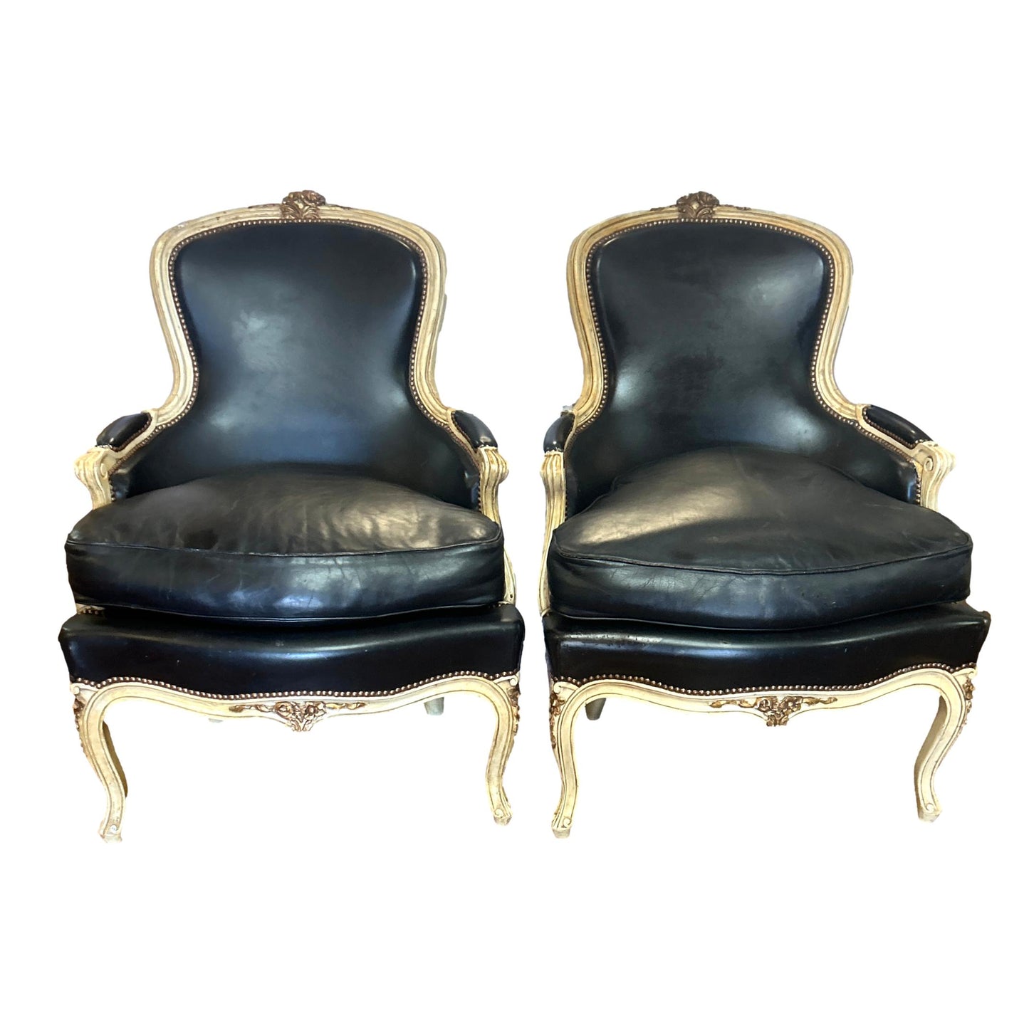 Pair of Vintage Berger Style Leather Chairs