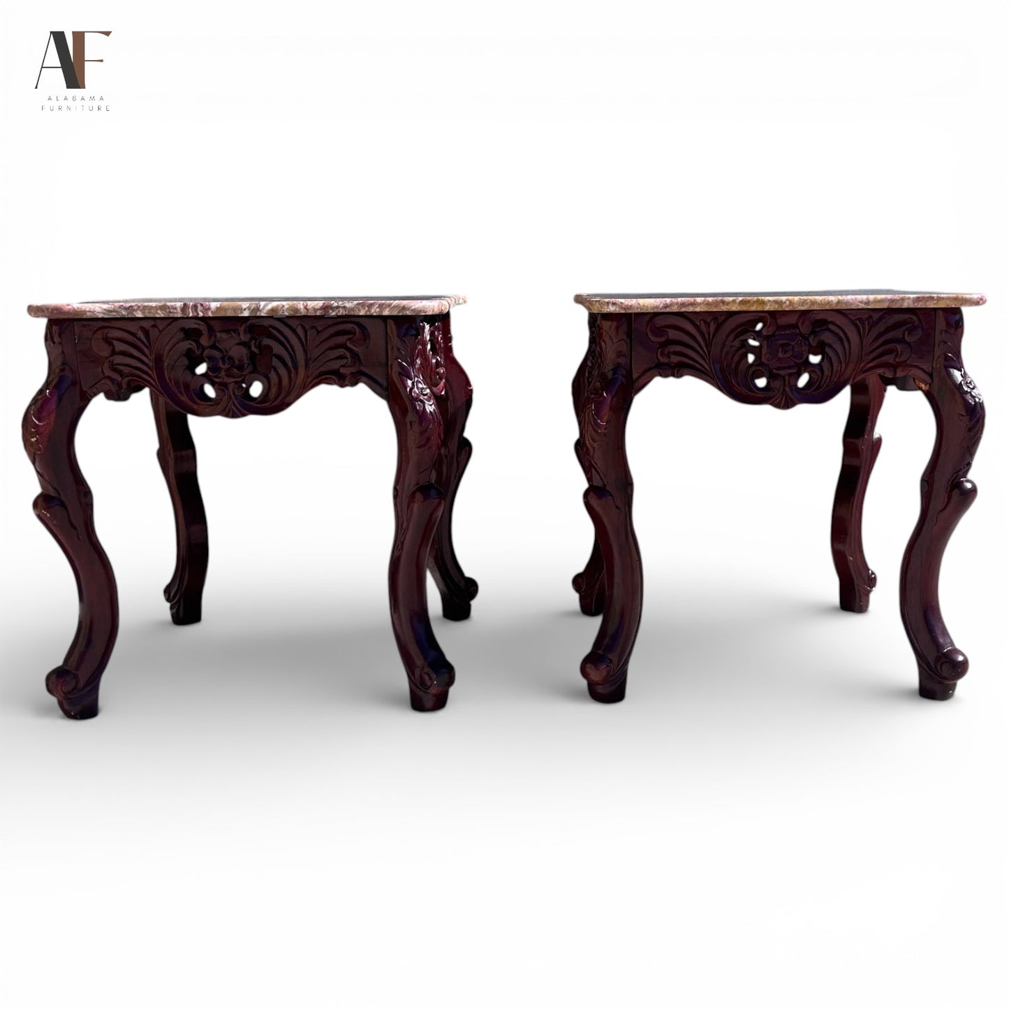 MARBLE TOP END TABLES (PAIR)
