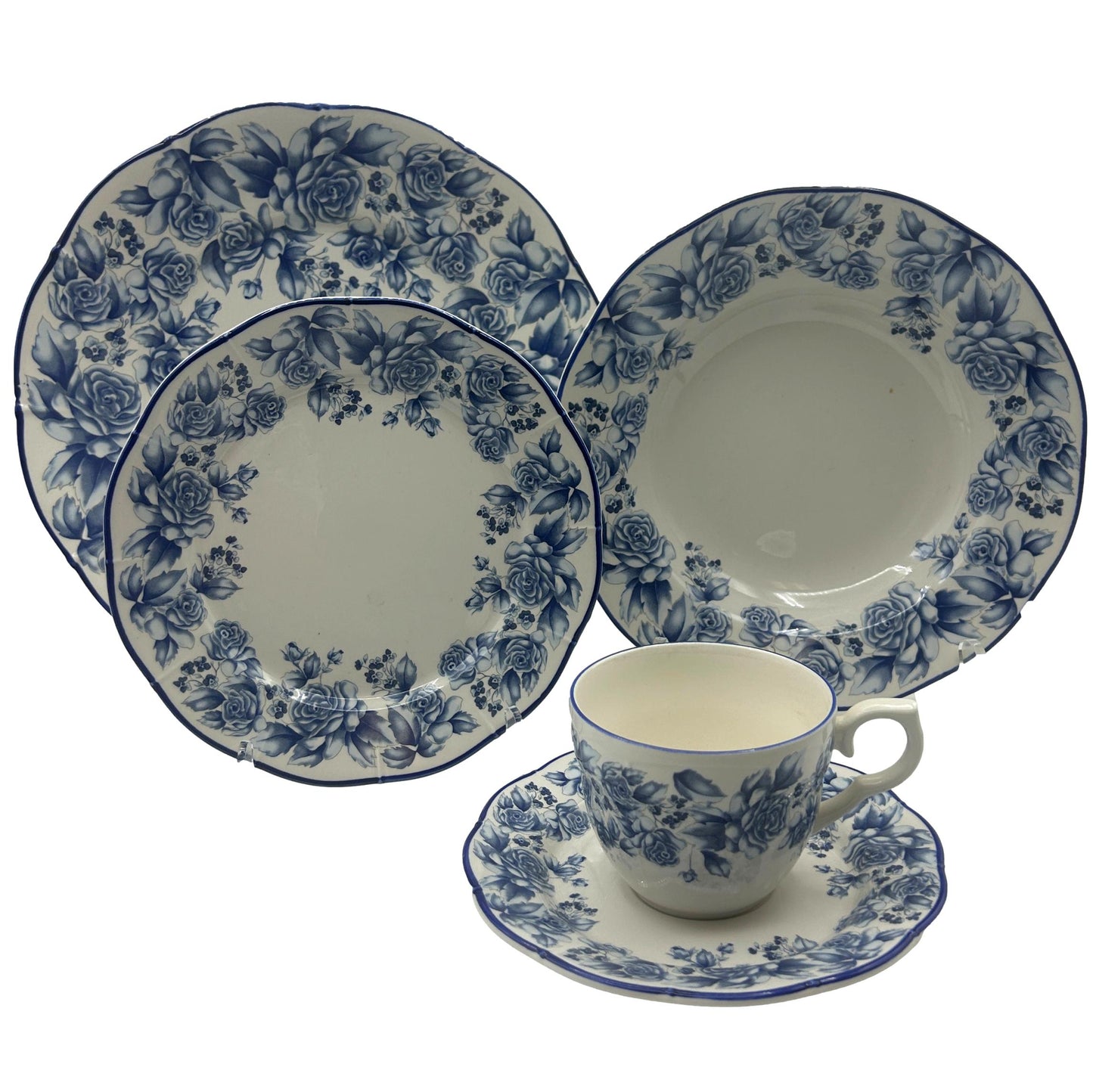 Blue Damask - 12 5-piece Place Settings