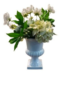 White Floral Arrangement in White Vase