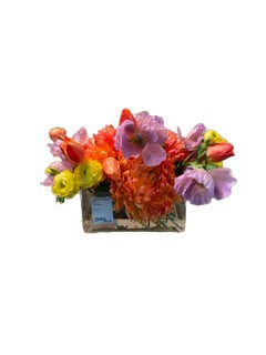 Hot Orange, Purple & Yellow Floral Arrangement