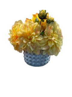 Yellow Floral Arrangement in White Ceramic Vase