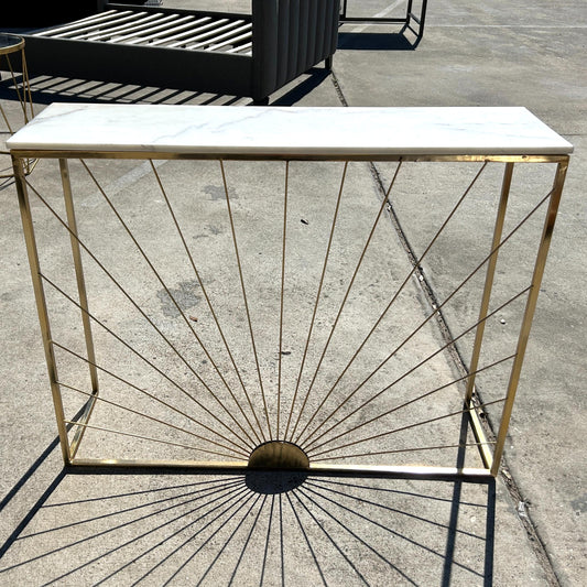 Marble Top And Brass Sofa Table