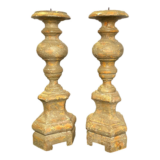 Pair of Wooden Candleholders
