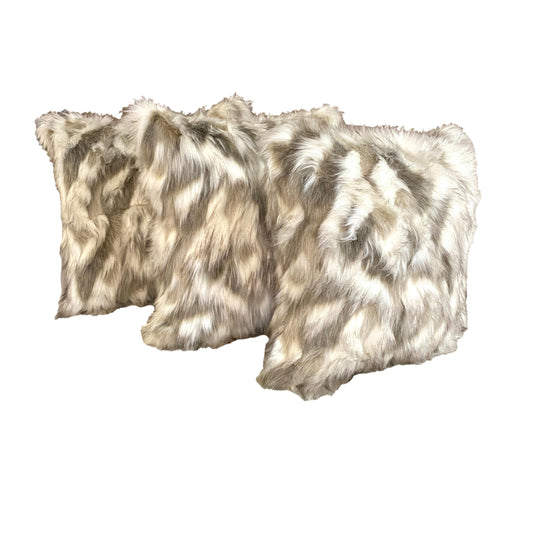 Set of 3 Throw Pillows - Faux Fur
