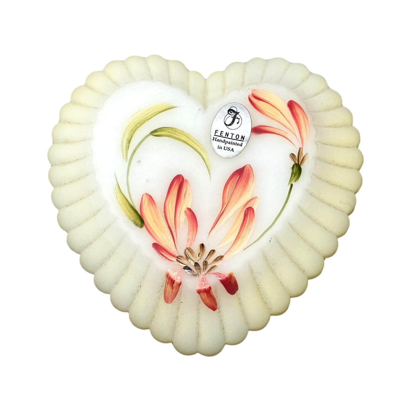 Fenton White Heart Shaped Candy Dish
