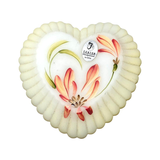 Fenton White Heart Shaped Candy Dish