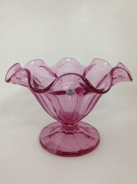 Fenton Pink Glass Pedistal Bowl