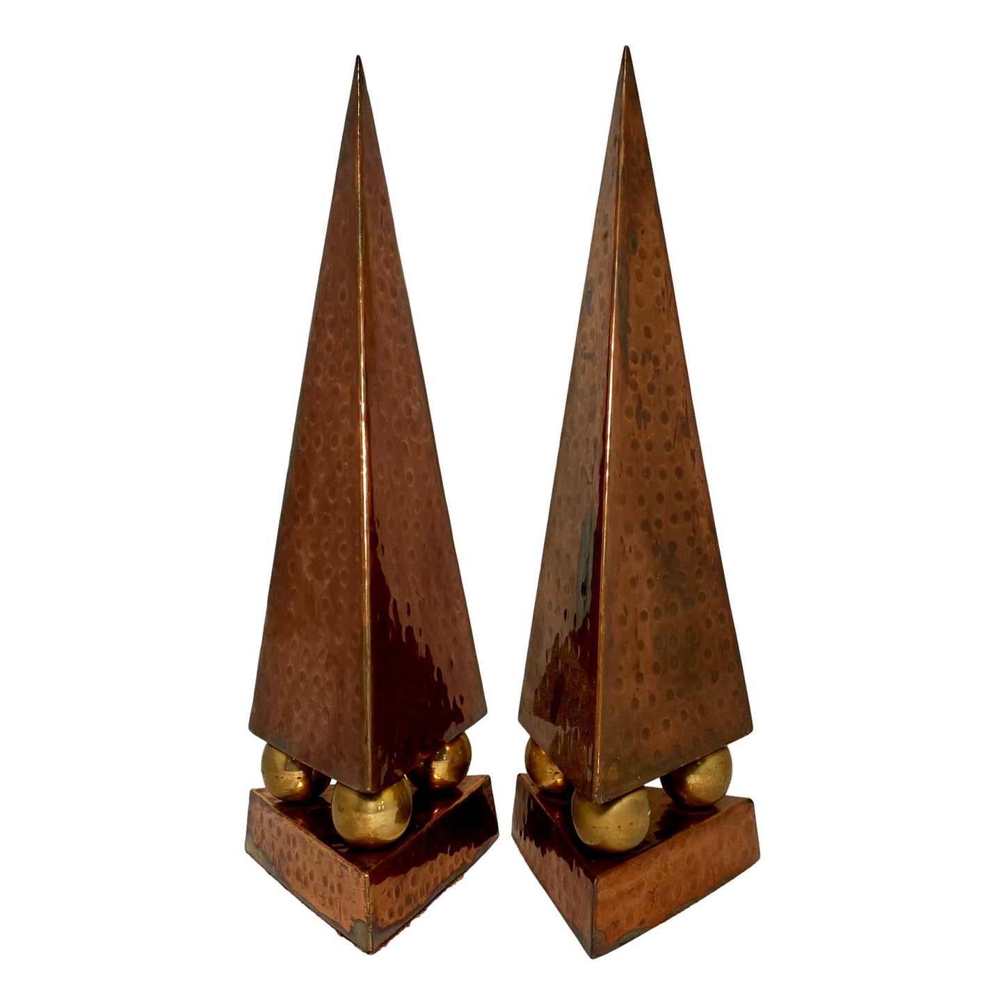 Pair of Copper Obelisks