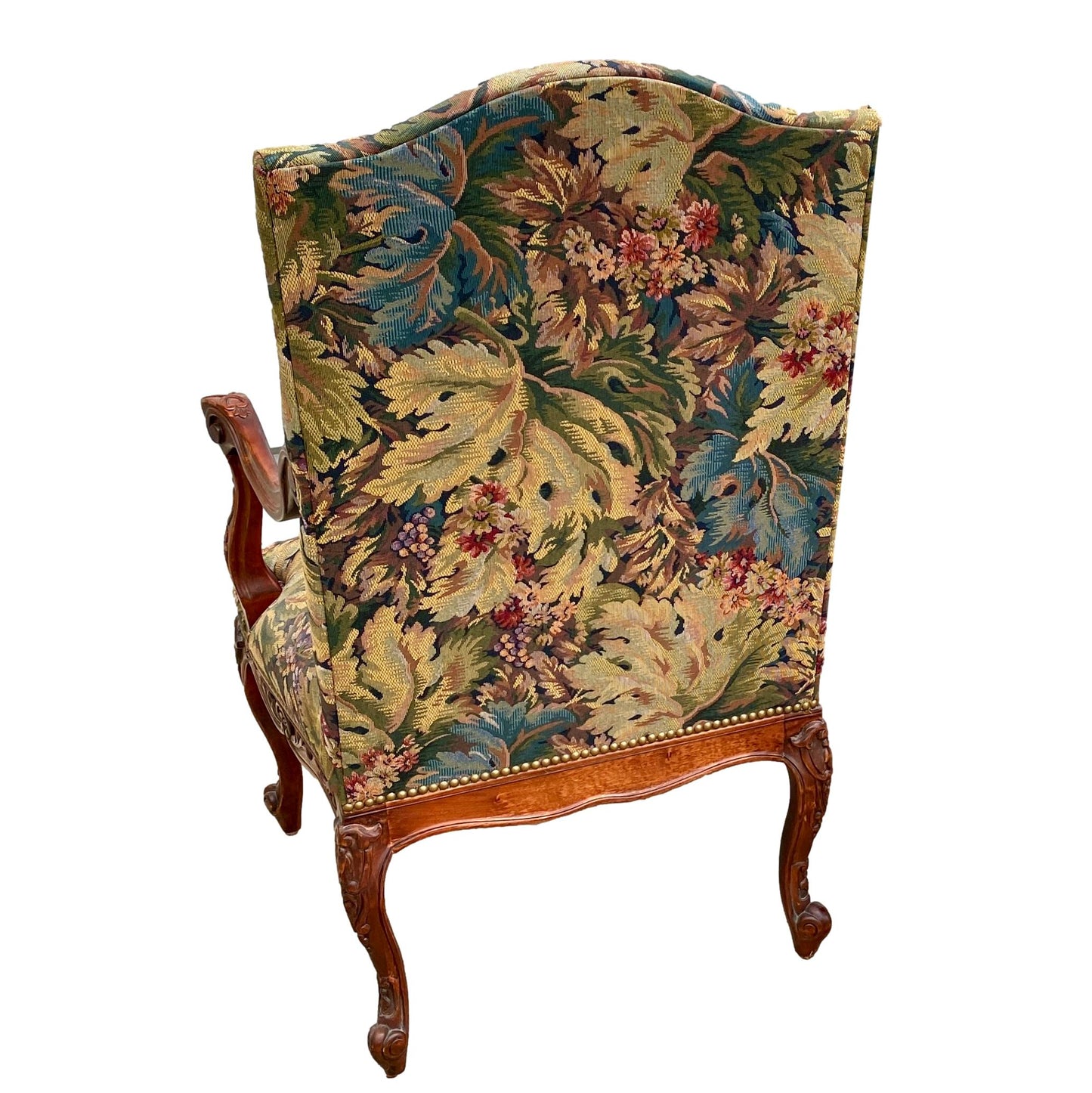 Pair of Tapestry Armchairs with Nailhead Trim